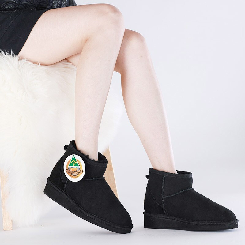 Wedges UGG雪地靴经典款短筒羊皮毛一体靴澳洲本土手工制作女士防滑保暖冬季棉靴女鞋 黑色 36码 黑色 39码