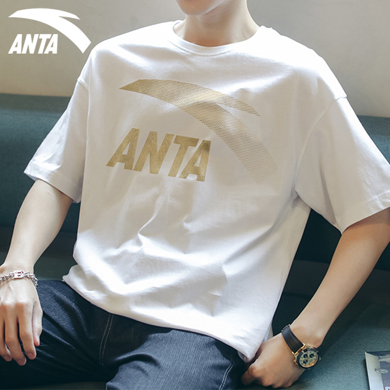 安踏t恤短袖男圆领宽松运动体恤衫透气半袖152228111