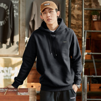 [2.5折价118元]唐狮秋冬新款加绒卫衣男前胸印花黑色连帽衫上衣外套ins潮Wp