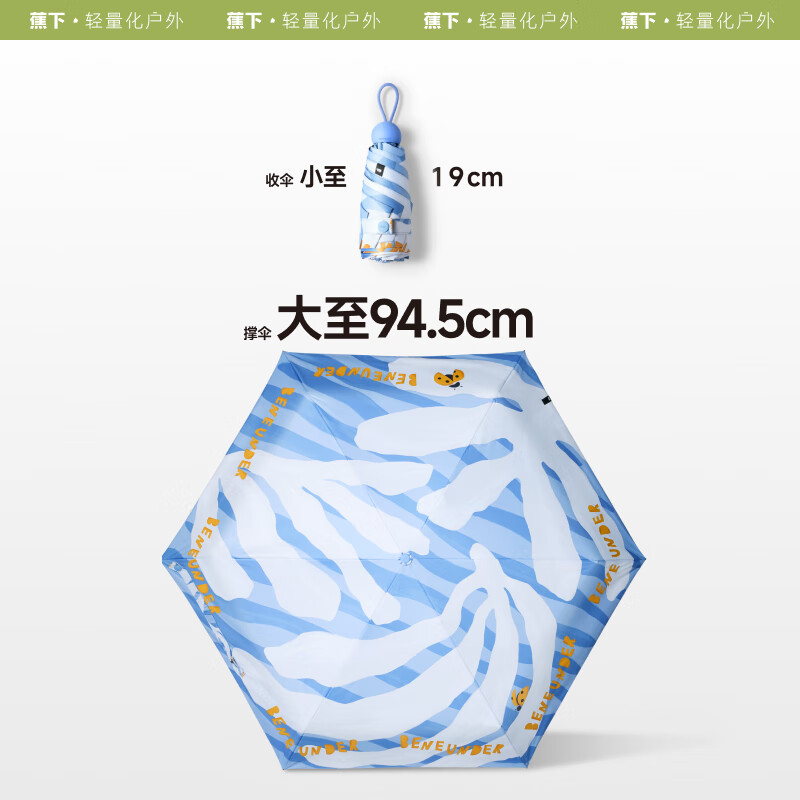 蕉下(BENEUNDER)防紫外线五折黑胶晴雨伞防晒伞 BM526 野趣小花高清大图