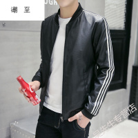 潮至加绒加厚皮衣男2018冬季韩版修身短款夹克男青年学生机车潮流单皮外套帅气上衣褂子