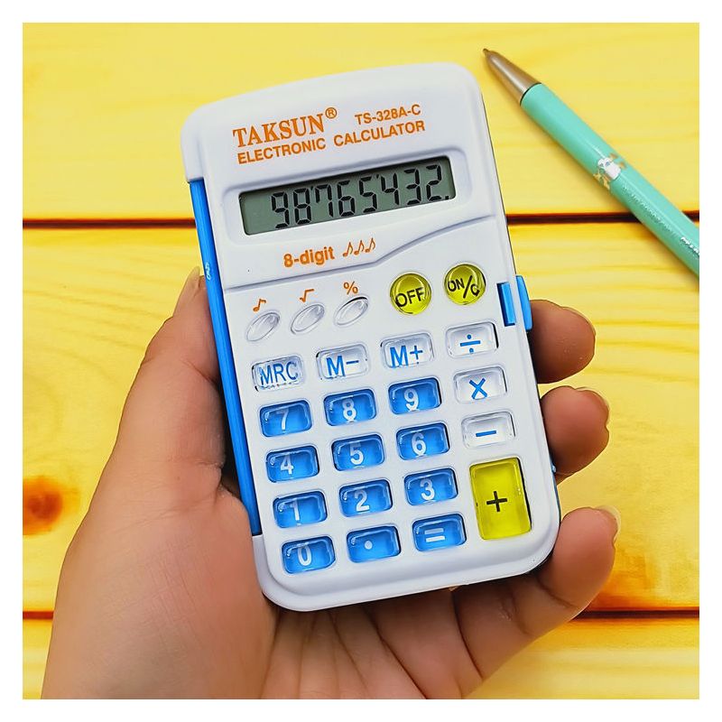 小学生彩色计算器迷你掌上便携翻盖折叠水晶按键儿童考试计算机|3858黑色