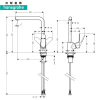 汉斯格雅hansgrohe 单把孔冷热龙头Focus M41厨房水槽冷热旋转家通用洗菜黄铜镀铬水龙头HG31817007
