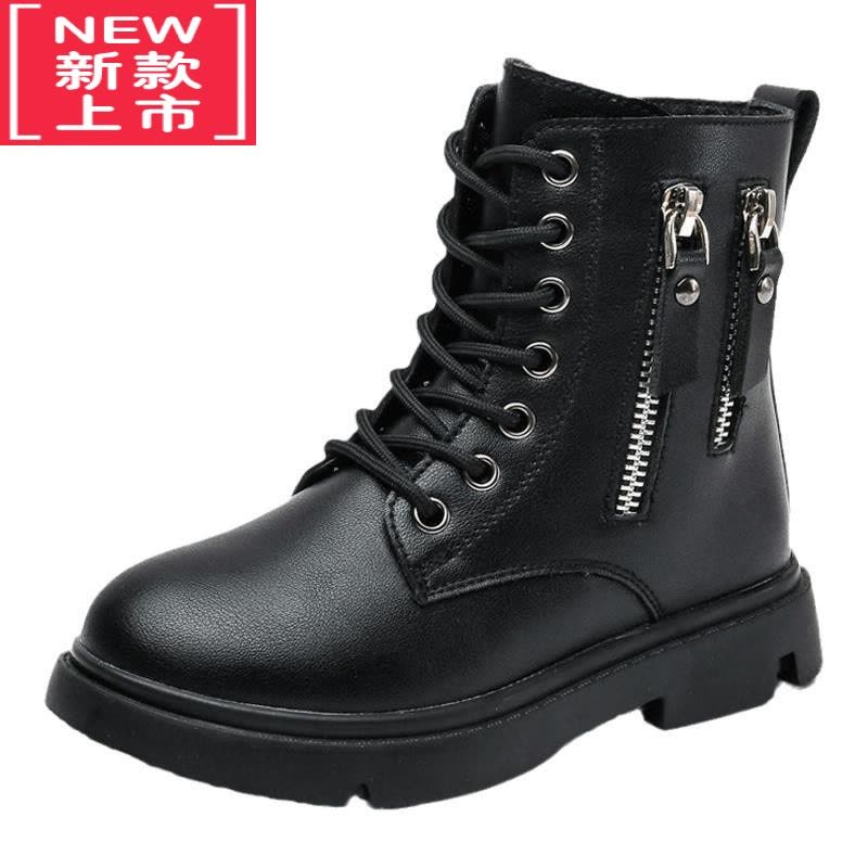 可莉允女童马丁靴儿童靴子女秋冬季2022二棉鞋子中大童加绒加厚短靴图片