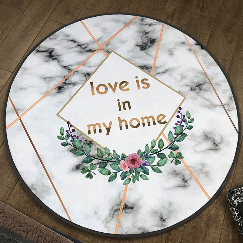 北欧风格ins吊床床边地垫圆形客厅卧室地毯家用榻榻米小圆垫子 花实悠居圆地垫 直径100cm