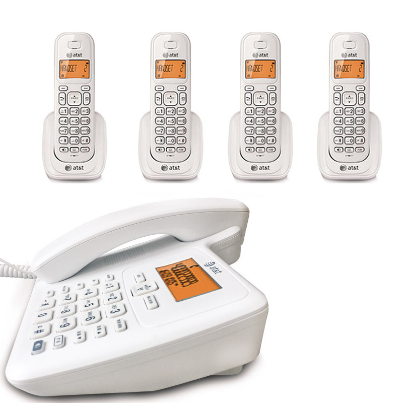 AT&T 34109 数字无绳电话机子母机 一拖四 白色