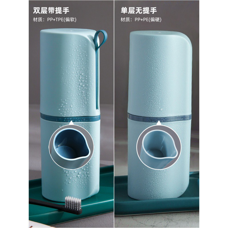 牙刷收纳盒旅行牙刷套装便携式牙刷杯旅游洗漱杯刷牙杯漱口杯LH型 三维工匠 单层-海洋蓝[无提手]高清大图