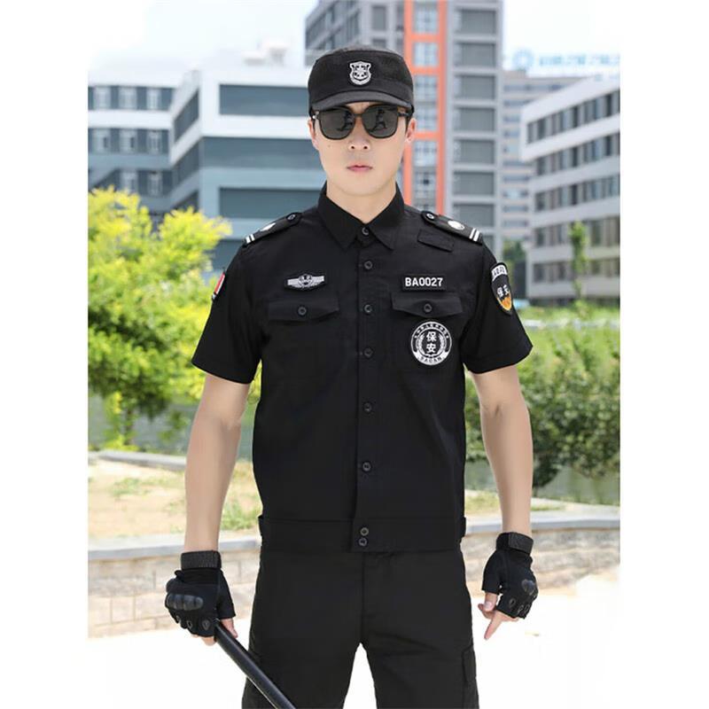 剑神保安TQ夏装工作服 夹克式短袖套装 黑色高清大图