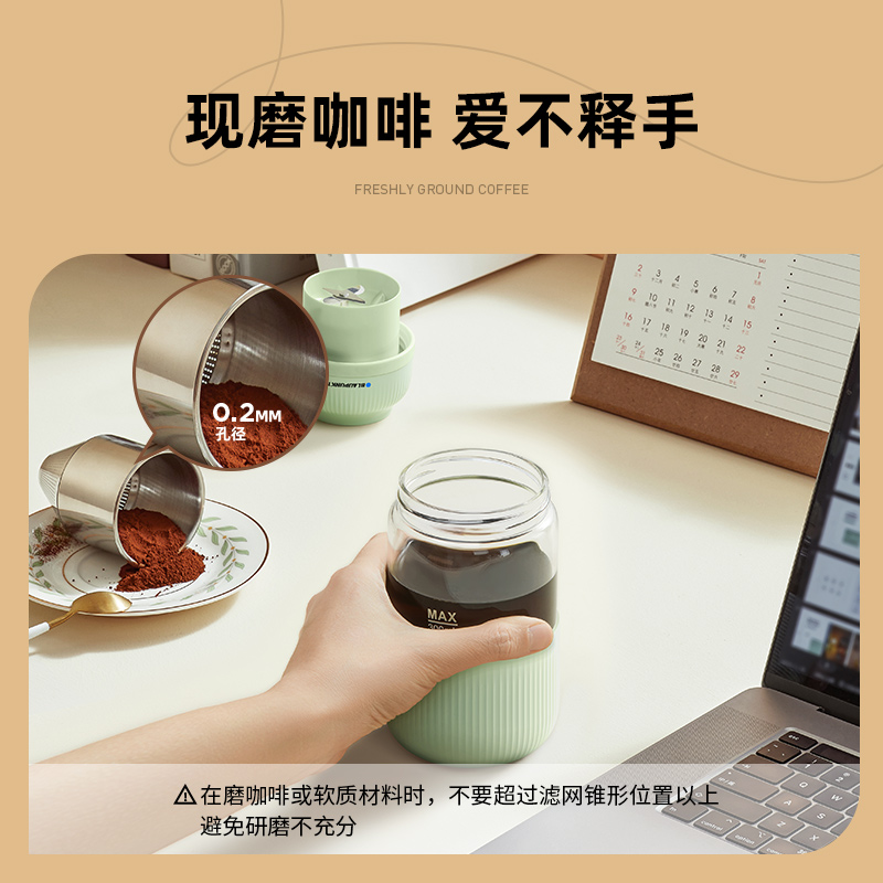 蓝宝(BLAUPUNKT)榨汁杯无线充电迷你果汁杯小型便携式果汁机家用水果机榨汁机卡其色高清大图