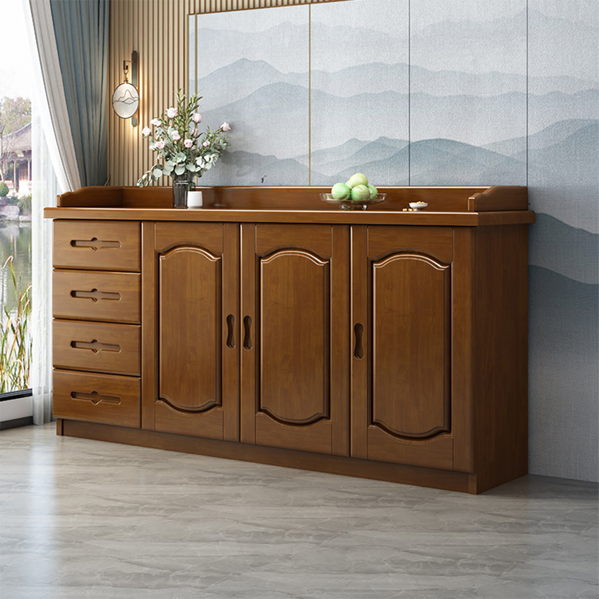 实木餐边柜矮柜餐厅边柜酒柜靠墙现代简约客厅茶水柜碗柜收纳柜子