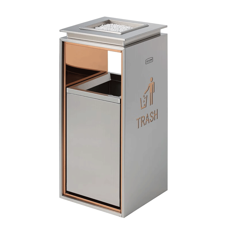 立式不锈钢垃圾桶 33*33*77cm高清大图