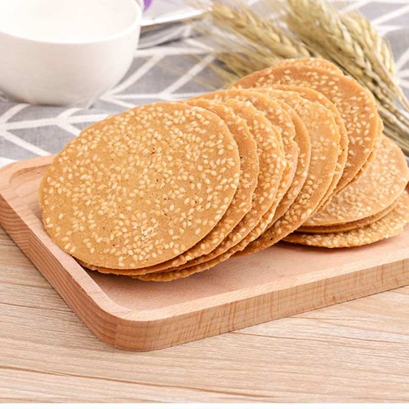 铁棍山药芝麻薄饼手工烤片瓦片煎饼500g装香薄脆芝麻饼干早餐零食