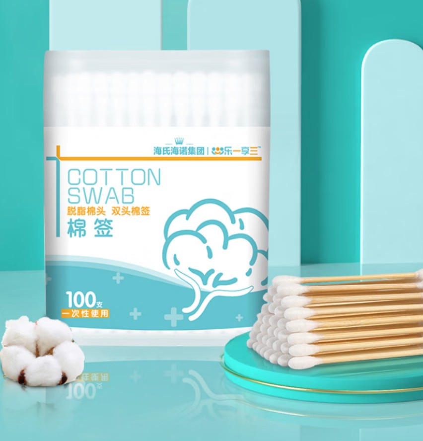 海氏海诺 脱脂双头棉签 尖圆双头竹 400盒每件 1件