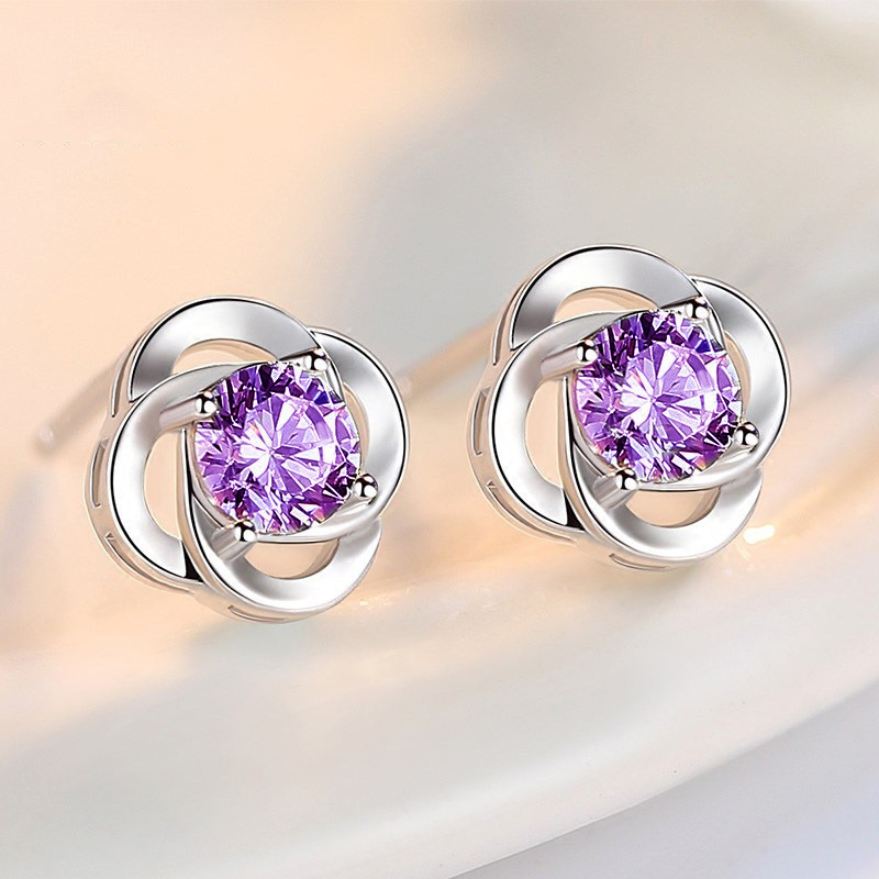 依帝魅女士925银四叶耳钉简约女款纯银耳饰耳环不易过敏情人节礼物