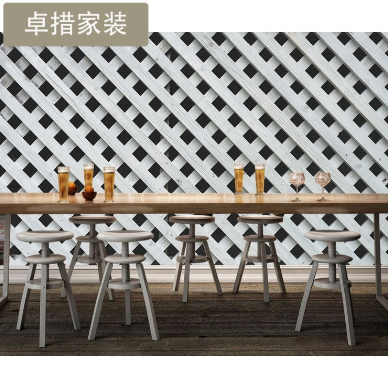 简约现代3d格子菱形模板几何黑白图案图形客厅卧室现代背景墙墙纸壹德壹
