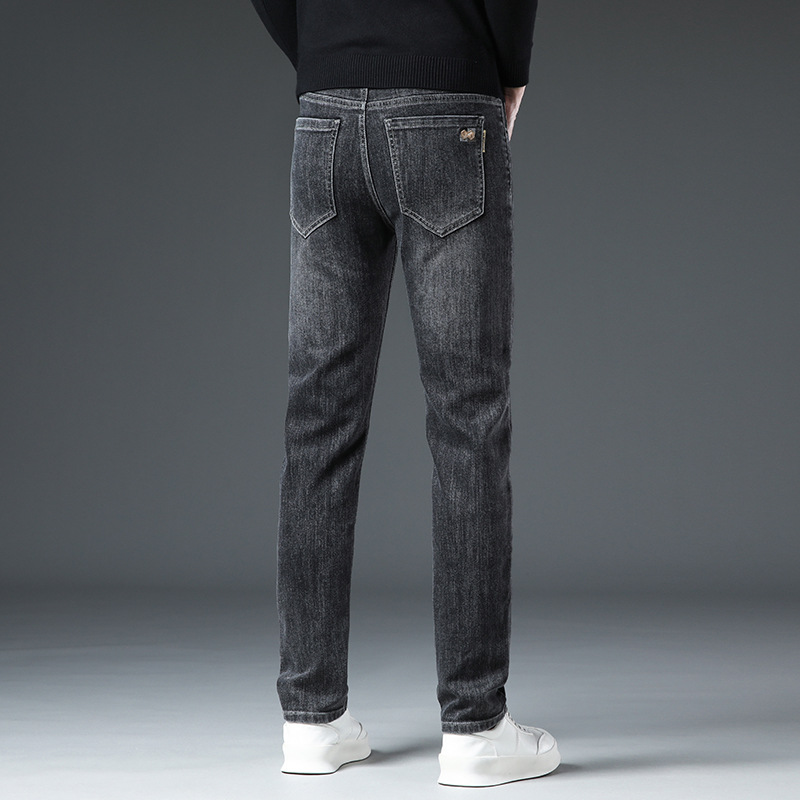 特色洗水工艺男士修身牛仔裤秋冬季新品抗皱耐磨小直筒裤时尚轻奢 2025-3深灰色厚款 38（3尺）200斤