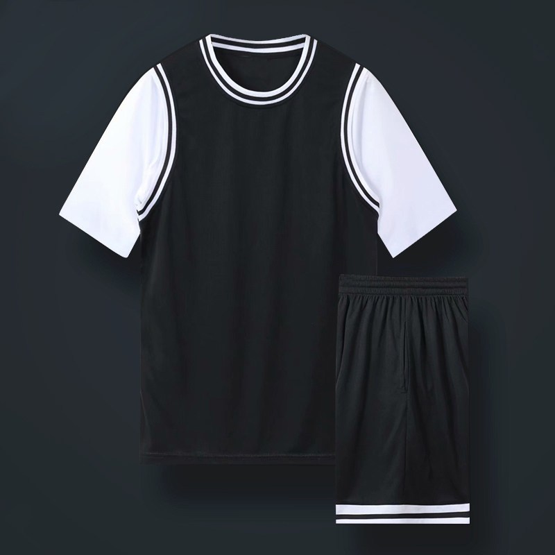 篮球服夏季女套装背心定制比赛服训练短袖假两件篮球衣服