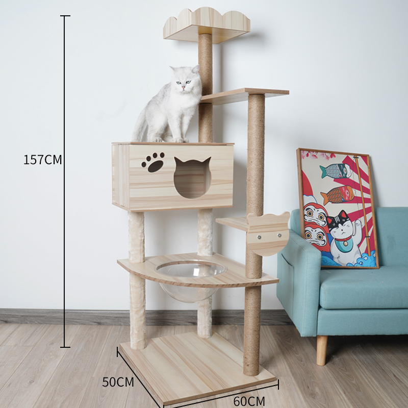 四季藤席猫抓板猫爬架大型猫抓柱密度猫树猫窝一体出口猫跳台