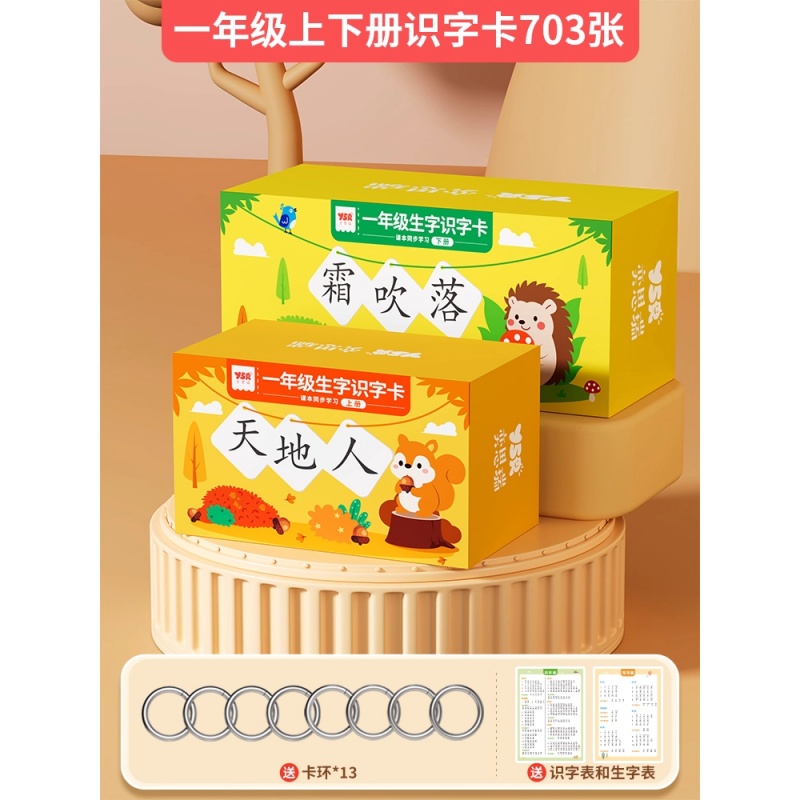 拼音卡片全套同步一年级上册汉语字母拼读训练表幼小衔接学习教具 【一年级上下册】《识字表》703字