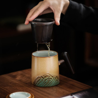 領藝 苍山茶杯茶水分离办公水杯陶瓷窑变功夫泡茶杯带过滤带盖送礼 苍山马克杯礼盒装