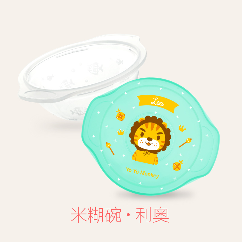 优优马骝 双层保温碗内碗套装婴儿注水保温碗带盖辅食碗进食套装-OG 7009利奥
