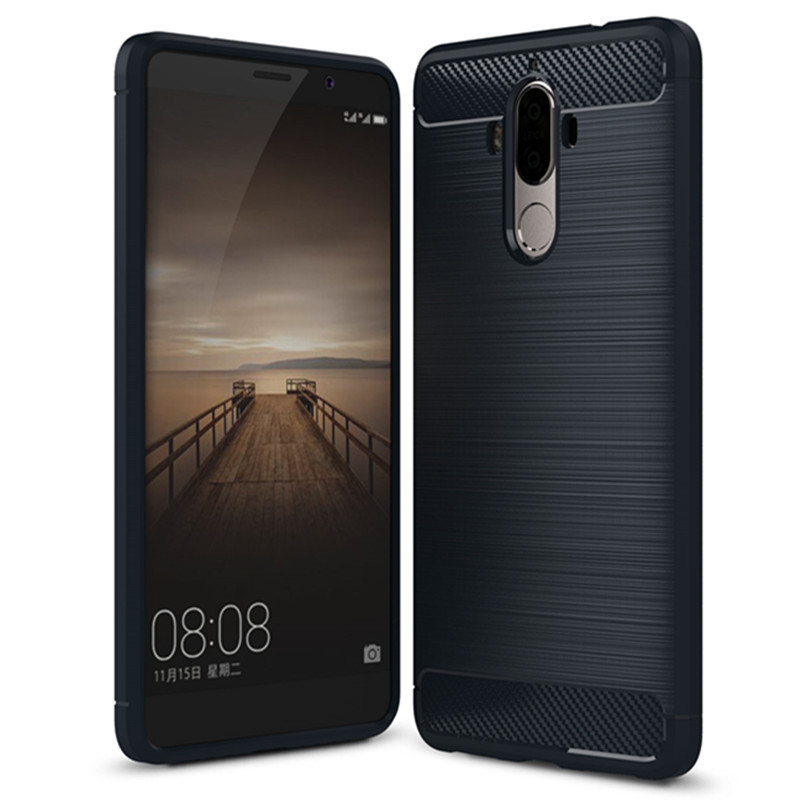 HIGE/华为mate9 Mate9手机壳 保护套超薄碳纤维拉丝硅胶套壳防摔防滑手机壳 华为mate9 - 藏青色