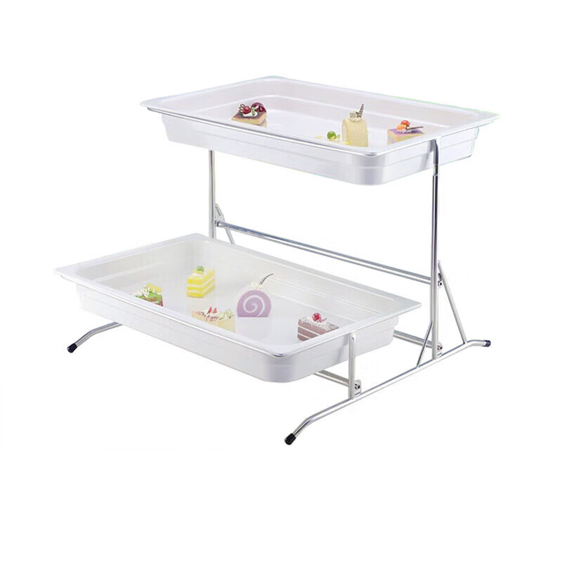 茶花(CHAHUA)自助餐展示架水果盆蛋糕托盘点心甜品寿司摆台 双层点心架配深盘高清大图