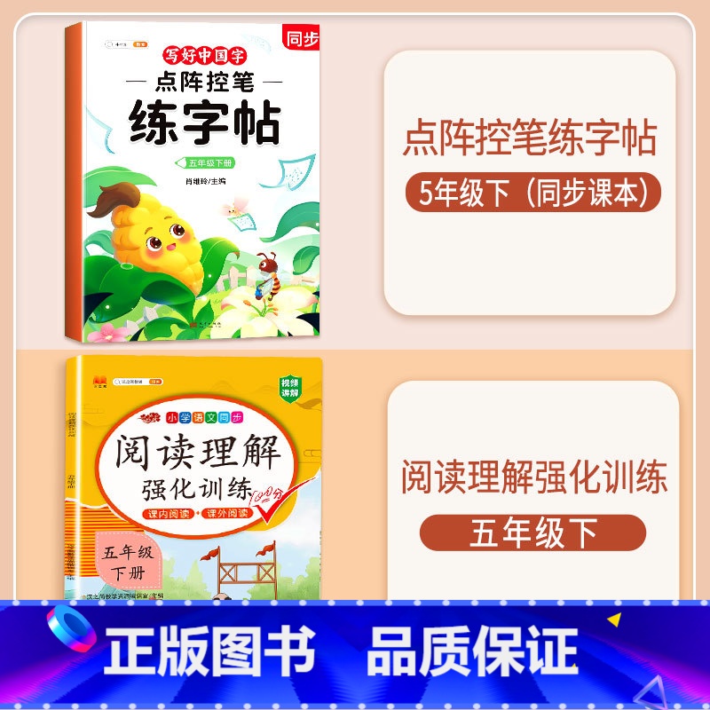 [五年级下册]练字帖+阅读理解 [正版]点阵控笔训练练字帖入门二年级下册同步练字帖小学生一年级练字帖每日一练写好中国字字高清大图