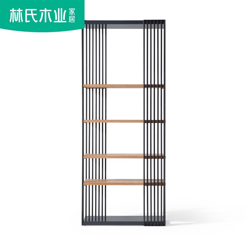 林氏木业铁艺储物书架置物架落地简约现代客厅多层展示收纳架DY1X