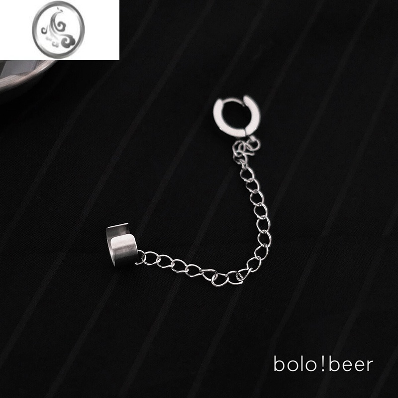 JiMibolo朋克钢制链条耳夹耳坠耳钉嘻哈蹦迪高街欧美风无耳洞男女情侣