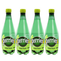 法国原装进口 巴黎水(Perrier)气泡矿泉水 青柠味天然矿泉水 500ml*4瓶装(塑料瓶)