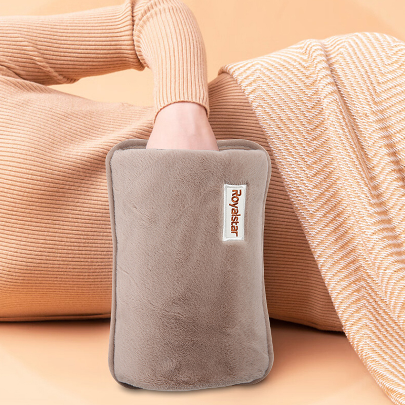 荣事达电热水袋取暖器暖手宝暖宝宝充电暖水袋暖宫宝暖手袋居家大姨妈神器办公室小太阳发热电暖袋 奶咖色-加厚长绒双插手高清大图
