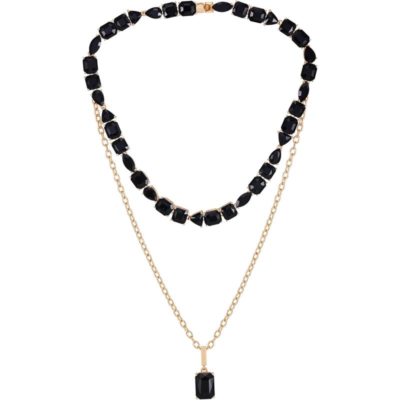 盖尔斯(GUESS)项链多层黑水晶镀金精致优雅时尚饰品 initial