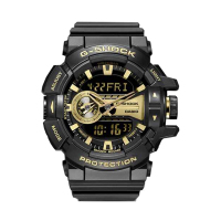 卡西欧(CASIO) G-SHOCK YOUTH男士200m防水数字运动电子表男 黑金色 GA-400GB-1A9