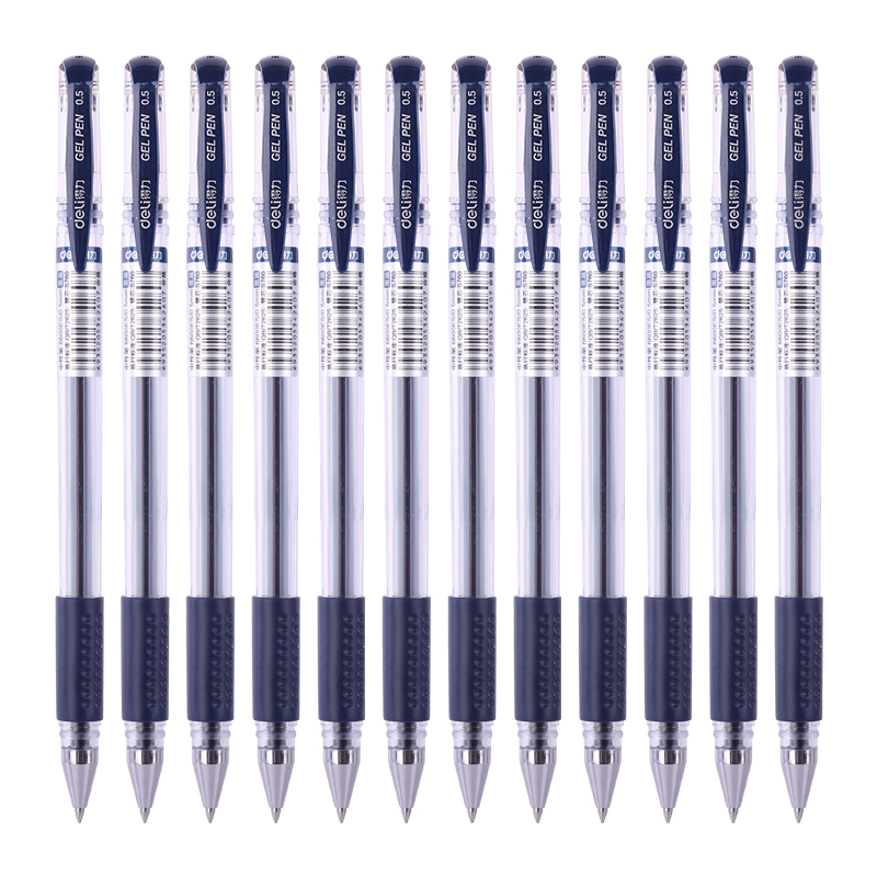 得力6600ES中性笔0.5mm(黑/红/蓝/墨蓝)四色可选 12支装