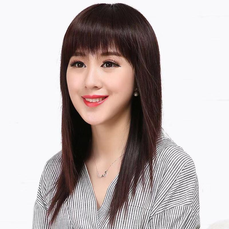 假发女长发长直发女士齐刘海中长发全头套隐形无痕逼真妈妈假头套自然
