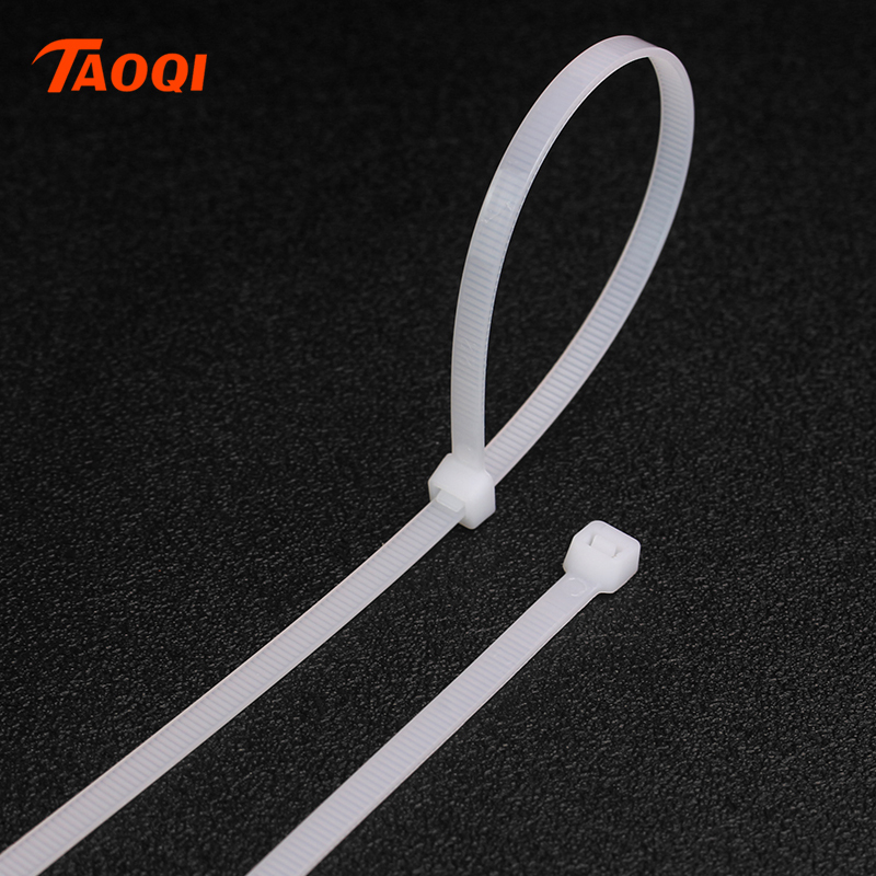 TAOQI 自锁式尼龙扎带4*300mm塑料固定扎线带电线捆扎线束带强力白色