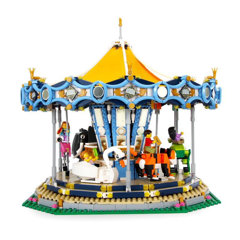兼容乐高游乐场梦幻旋转木马成年高难度拼装电动积木玩具模型 升级版