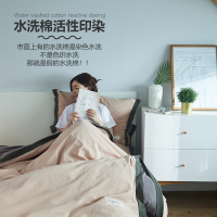 梦泊莱北欧简约水洗棉双拼四件套 全棉床上用品被套床单三件套 宿舍家庭简约时尚柔软亲肤结实耐用床上四件套