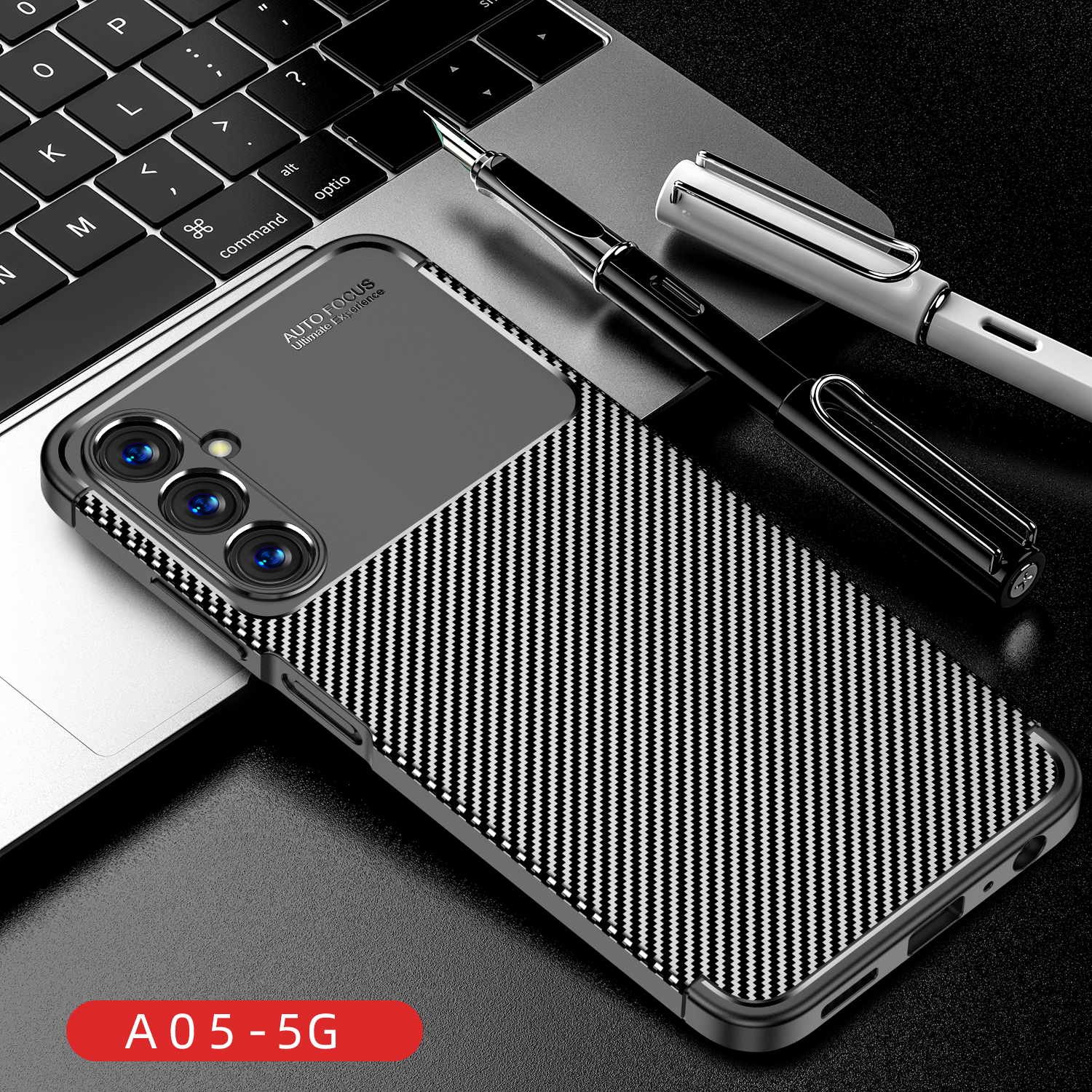 可波 三星GalaxyA05S手机壳简约商务碳纤维A05S防摔保护套全包边手机壳