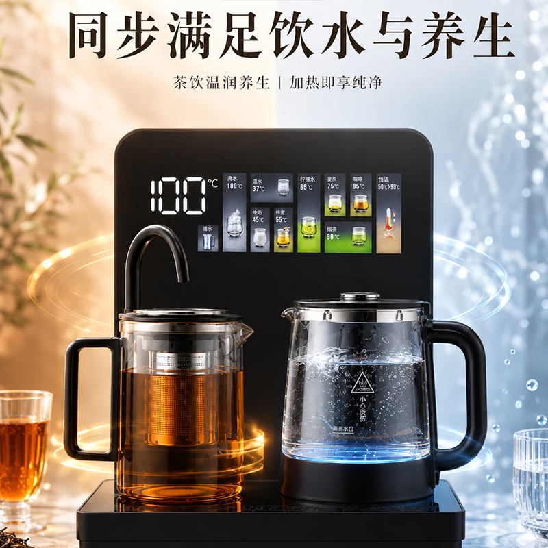 荣事达(Royalstar)煮茶器台式茶吧机桌面台面直饮水机水吧茶水台语音遥控下置式水桶泡茶养生壶恒温壶高端2026年新高清大图
