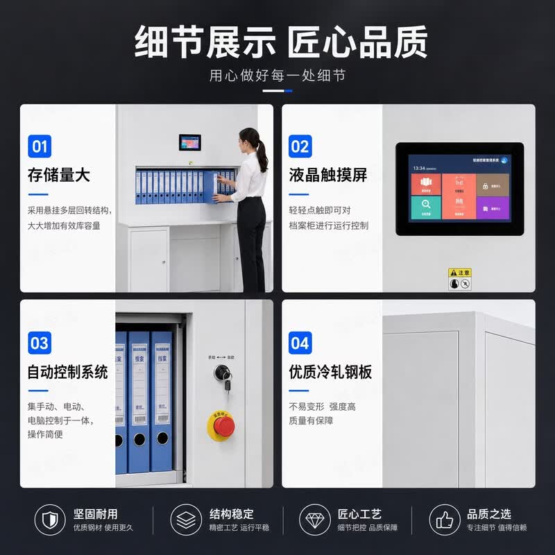 誉卓远智能回转柜密集档案柜一键自动选层全自动文件柜定位到本12层-10寸屏高清大图
