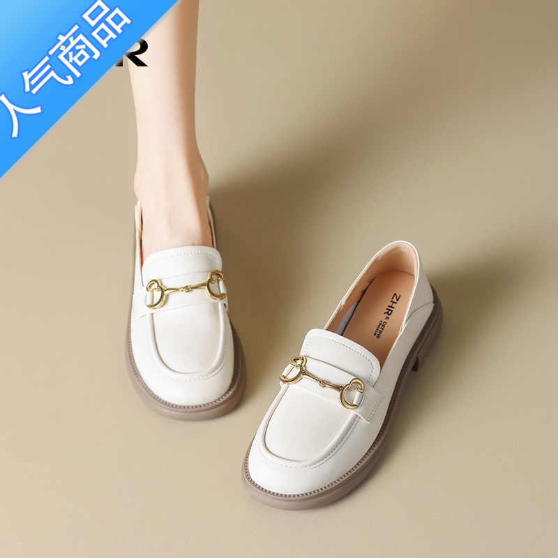 SUNTEK乐福鞋女软底单鞋2023年夏季新款凉鞋低跟女鞋英伦风皮鞋高清大图