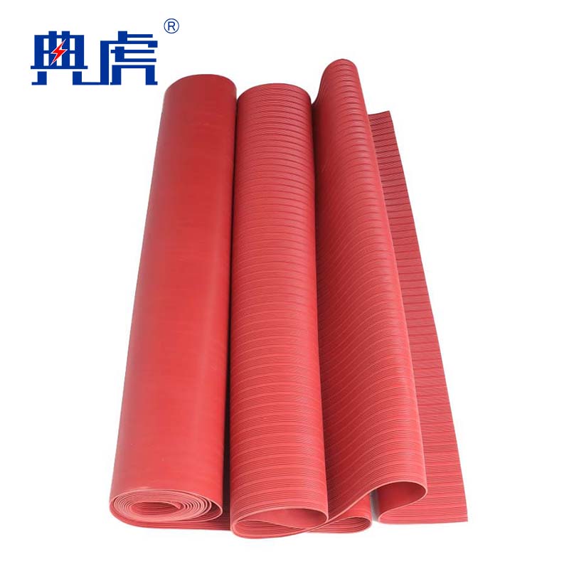 典虎 绝缘胶垫 红色条纹3mm*1m*5m 卷高清大图