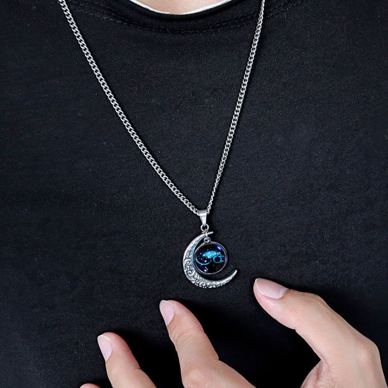 十二星座项链男潮嘻哈钛钢吊坠男士韩版个性学生刻字简约配饰挂坠星座