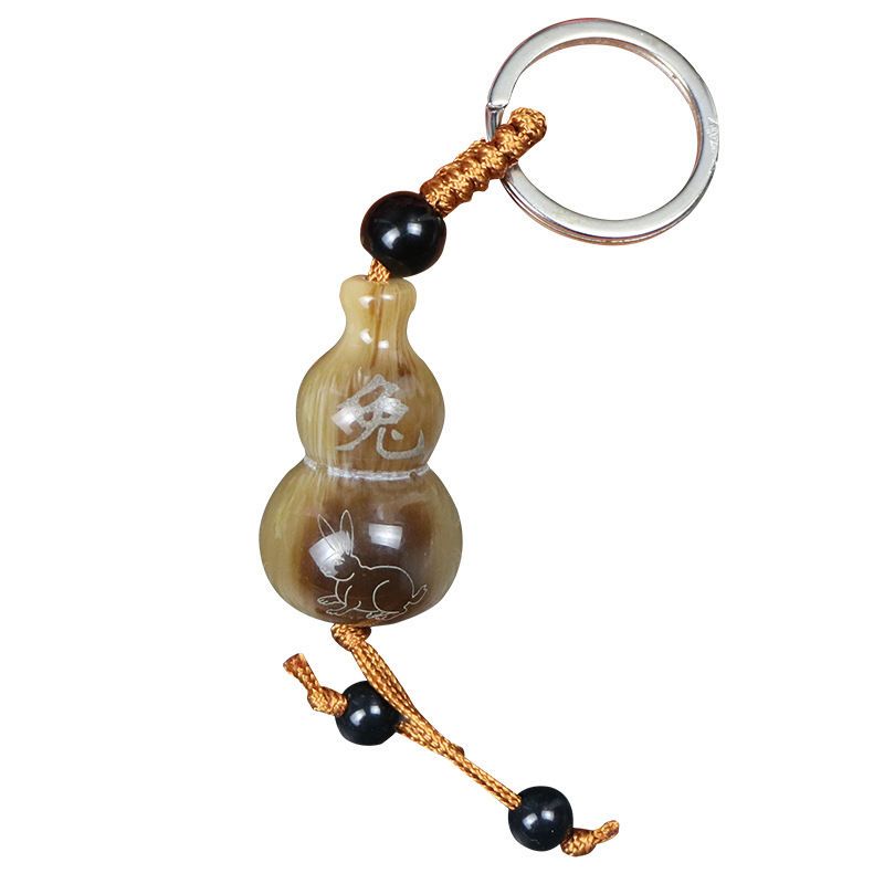 生肖蛇牦牛角葫芦牦牛角葫芦钥匙扣挂件男女创意汽车钥匙链环串十二