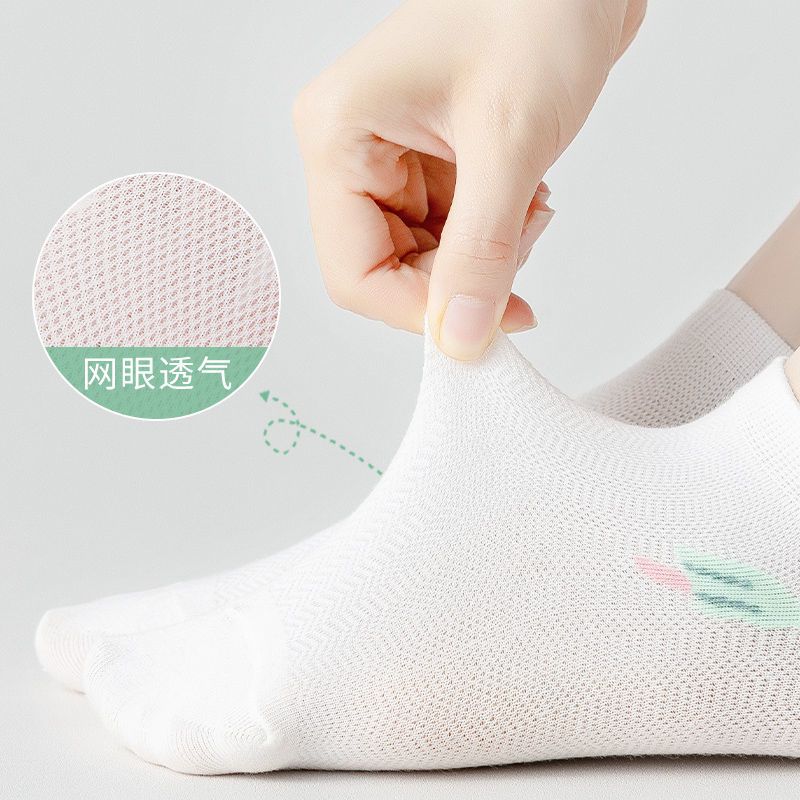 袜子女短筒秋季超薄镂空网袜低帮浅口纯色ins潮学生花边船袜网眼诺妮梦