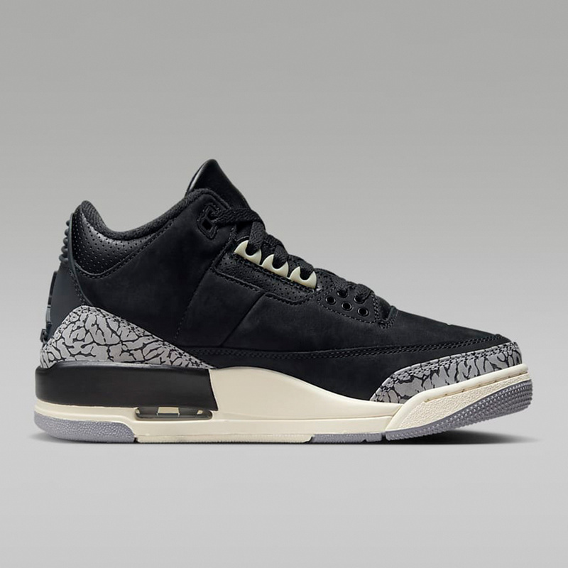 耐克男女鞋Air Jordan 3 AJ3黑色爆裂纹中帮复古篮球鞋CK9246-001