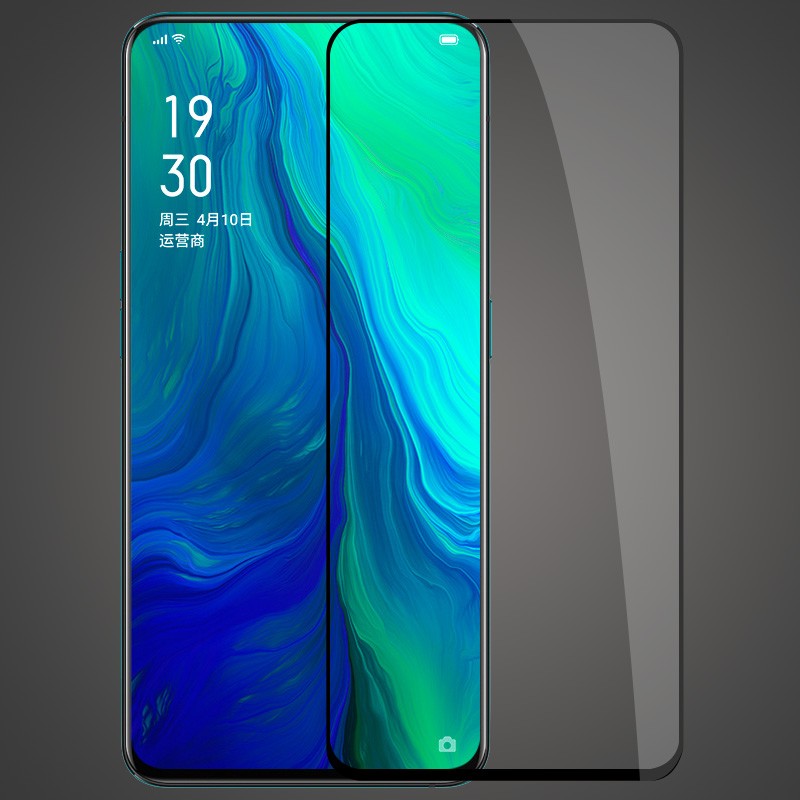 [买2送磨砂壳]轻万适用oppo reno2钢化膜全屏黑色高清透明防摔贴膜OPPO手机保护膜全玻璃高清大图