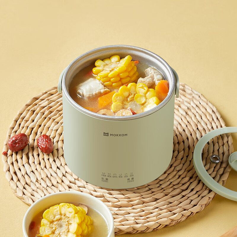 MOKKOM磨客 宽口便携炖煮锅+保温袋豆蔻绿 MK-377GD高清大图